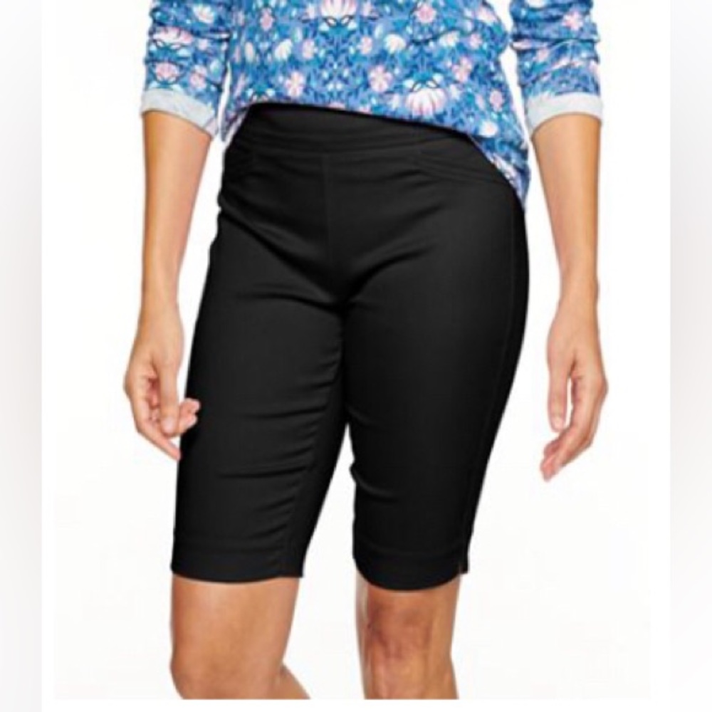 CROFT & BARROW Bermuda Shorts Size 4 Regular Black Pull On Womens New